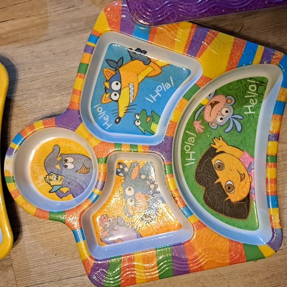 Lot of 6 KID Plates DORA EXPLORER, BOB THE BULDER, T-REX, WINNIE POOH, SPIDERMAN - Picture 7 of 7